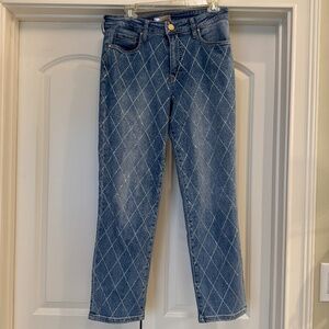 Kut From The Kloth Reese Rhinestone Diamond High Rise Straight Jeans Size 8